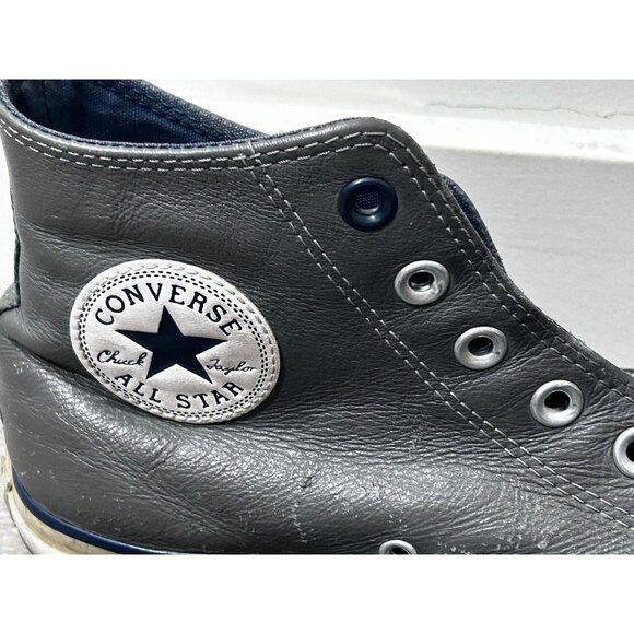 Convers Sneakers Men's Size 9.5 Leather Hi Top Luxury Fashion Black - Picture 4 of 9